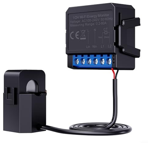 per Tuya Smart Power Monitor, monitoraggio della potenza WiFi 80A corrente del telefono cellulare app monitoraggio in tempo reale misuratore interruttore di alimentazione