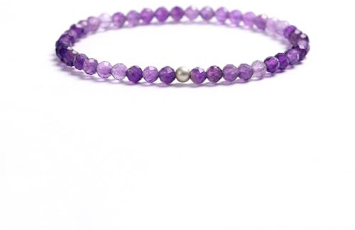 KIM JOHANSON® Damen Perlenarmband mit echten Natursteinen und 925 Silber Perle I Naturstein Armband mit 4mm Edelstein Perlen I Elastisches Kugelarmband I Handgemacht I Wasserfest I Inkl. Schmuckbeutel