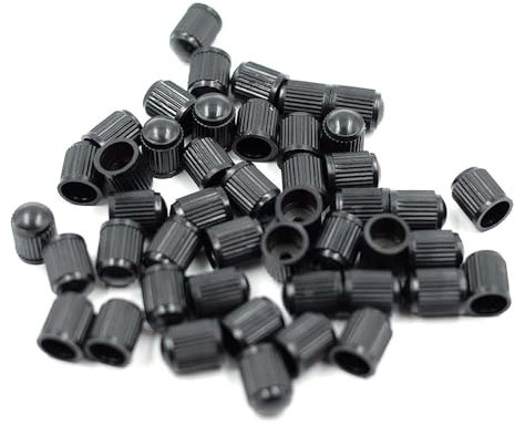 4X Tapones para Ruedas de Moto, Coche, Bicicleta, Patinete... Plástico, Válvula Gorda Schrader, Color Negro