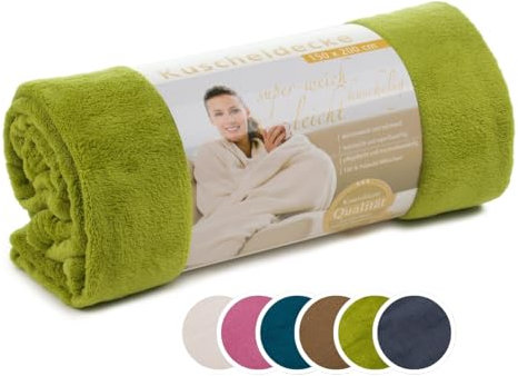 liebling Kuscheldecke, 100% Polyester-Mikrofaser, Wohndecke, 150 x 200 cm, Farbe: limonegrün