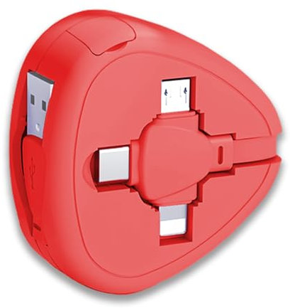 Gartmost Three in One Charging Cable Cord 3 in 1 Retractable Cord - 3.6 Feet USB Cable Fast Charger Compatible/Type-C/Micro/Compatible with Phone/Android (Red)