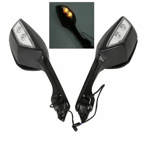 FGRggds Motorrad Rückspiegel Für Kawasaki Für Ninja ZX 10R ZX-10R 2011-2015 2016-2020 H2 Motorrad Rückansicht Spiegel Mit LED Lichter Seite Spiegel