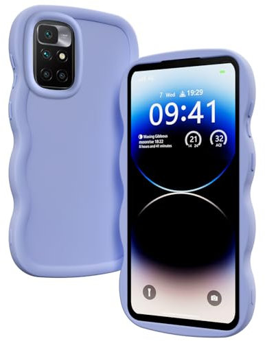 XINYEXIN Flüssiges Silikon Hülle für Xiaomi Redmi 10 2022 / Redmi 10 4G, Wellen Lockige Form Niedliche Weiche Stoßfestes Handy Schutzhülle - Violett