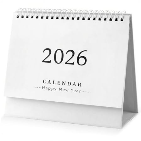 AOKWAWALIY Tischkalender 2025, Stehender Flip-Desktop-Kalender von Juli 2024 bis Dezember 2025, Stehtischkalender, 18 x 16 cm, mit Doppeldrahtbindung, weiß