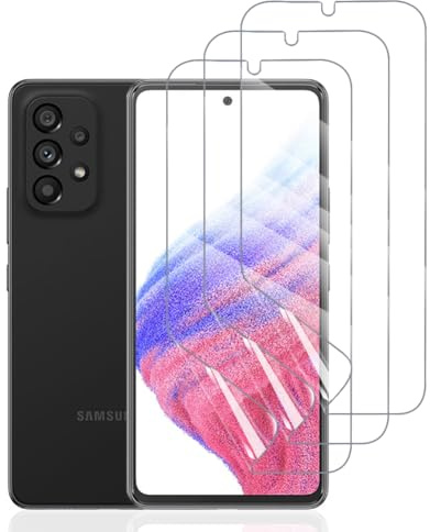 Hhfcryst Film Hydrogel de Protection pour Samsung Galaxy A53 5G, 3 Pièces TPU protections d'écran HD Transparent Souple(Verre non trempé)