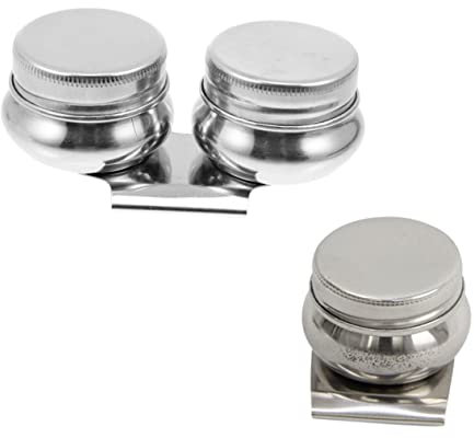 HOODANCOS 2stücke Aquarell Mischpalette Mit Edelstahl-farbtöpfen Outdoor-malerei-paletten Terpentin-tauchgefäß Wiederverwendbar Klein Und Tragbar