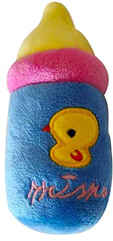 Dog Plush Toy, Milk Bottle Shaped, Bite Resistant, Boredom Reliever, Soft Pet Dog Squeaky Plush Toy for Indoor and Outdoor Play (Blue)