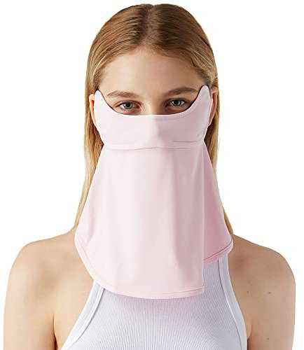 OhSunny Neck Gaiter Face Scarf Cover Sun Protection Balaclava Cloth Bandanas with Ear Loops (Pink)