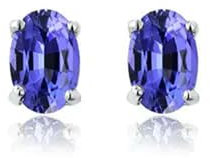 925 Silber 2,00 ct echter Tansanit ovale Ohrstecker Damen