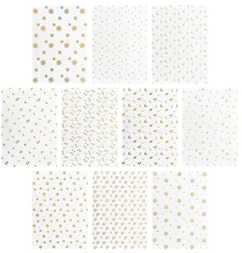 Ideen mit Herz Transparentpapier mit Goldfolienverledelung | DIN A4 | für Laternen, Grußkarten, 3D-Motive | 130 g/m² | 10 Designs | weiß | 20 Bogen (Sortierung 4)