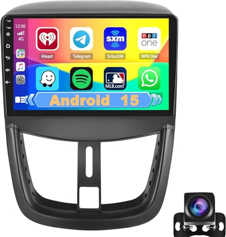 Keoaiob 9 Inch Car Radio Stereo For Pe-ugeot 207 2006-2015 Android 15 Touchscreen Multimedia Player With Bluetooth Carplay AHD Backup Camera GPS Navigation WiFi(Size:M700S)