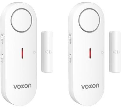 VOXON Sensores Puertas y Ventanas, Alarmas para Casa, Alarma Puerta y Timbre 2 en 1 con LED y Volumen de 3 Niveles, de Instalación Rápida, Sensor Puerta para Hogar, Oficina, Garaje, Tienda (2 PCS)