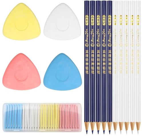 CTYUEYUN Schneiderkreide Set, 40 Stück, Nähen Zubehör Teiliges | Markierungsset, Professionelle Schneidekreide und Dreieckkreide, Präzises Markieren, Für Textilien, Leder, Nähstoffe und DIY