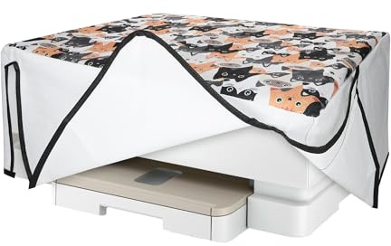 kwmobile Leinen Cover kompatibel mit HP Envy Inspire 7220e / Inspire 7255e Hülle - Tasche für Drucker - Staubschutzhülle Schutzhaube Schutzhülle - Orange Schwarz Weiß
