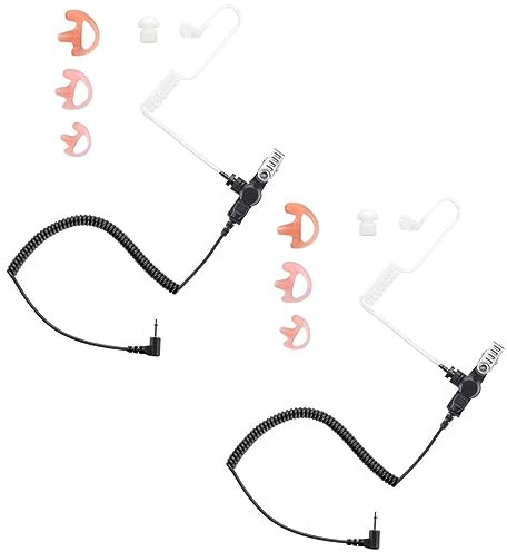 2 Pack Listen Only Earpiece with Quick Disconnect Acoustic Tube & 3.5mm Plug, Kevlar Reinforced Cable, Specially for Speaker Mic or Radio Carried Near Shoulder&Chest, Receive only Headset 3.5 mm