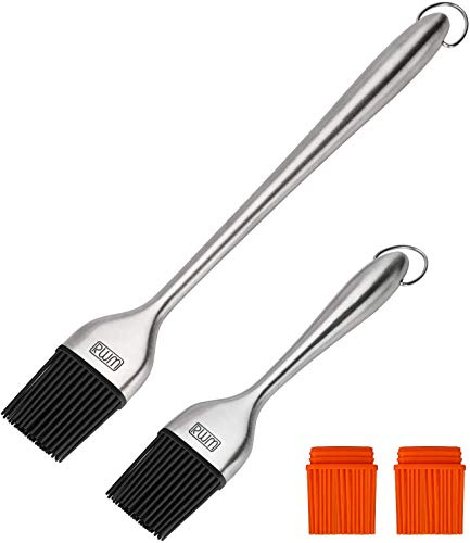 Rwm Grillpinsel, zum Grillen, Backen, Gebäck und Öl, Edelstahl-Pinsel mit Ersatz-Silikon-Bürstenköpfen (orange) für Küche, Kochen und Marinieren, spülmaschinenfest