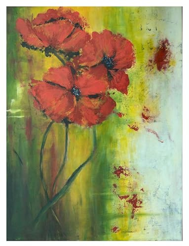 Feuriger Mohn abstrakt 60x80 großes original Acrylbild
