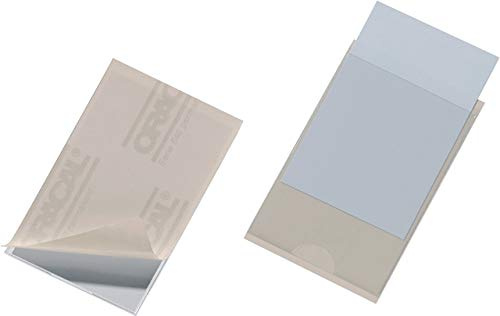 Durable POCKETFIX® Self-Adhesive Bag 90 x 57 mm Open Side Transparent Pack of 10