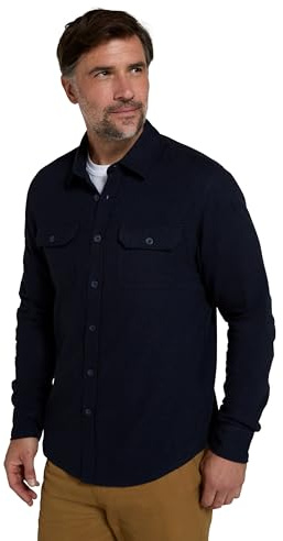 Mountain Warehouse Trace Mens Flannel Long Sleeve Shirt - Lightweight, Breathable Casual Checks Shirt in 100% Cotton, Buttoned Front Pockets - Spring Summer Navy 4XL