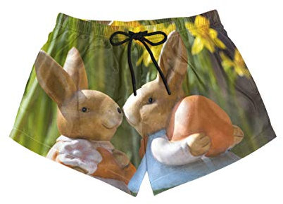 MONTOJ Damen Sport-Boardshorts mit Kordelzug, niedliches Osterhasen-Ei Gr. L, Multi