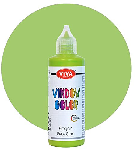 Viva Decor Window Color (Grasgrün, 90 ml) Fenstermalfarben für wieder abziehbare Bilder und Sticker für Deko, Spiegel, Fliesen, Vasen und Fenster - Made in Germany