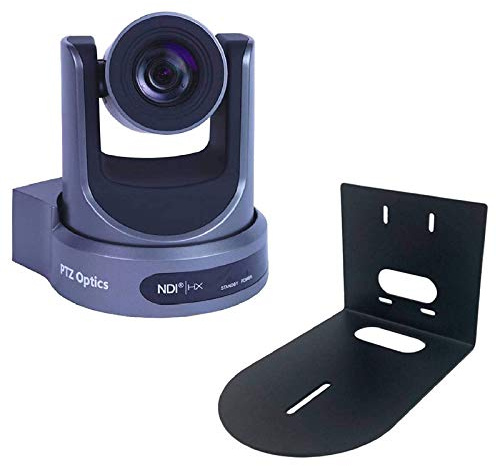 PTZOptics 30X-NDI Broadcast and Conference Camera, Grey + HuddleCamHD HCM-1 Small Universal Wall Mount Bracket for Select Cameras, Black - Live Steaming Bundle
