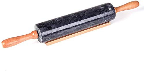 Rouleau à pâtisserie en marbre, pierre lourde et ferme avec roulements à billes Rouleau à pâtisserie Rouleau à pâtisserie pour la cuisson de la pizza et de la pâte, etc.-black