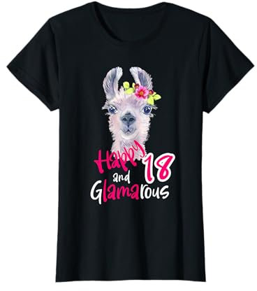 18 Geburtstag Frauen 18er Geburtstagsgeschenk Deko Lama T-Shirt