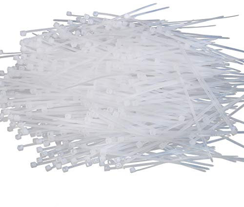 1000Pcs Cable Ties, Premium White Cable Zip Tie, 80mm x 3mm Tie Wraps, Strong Nylon Plastic, Self-Locking, Organize, Bundle, Secure, Home, Office, Models, Crafts