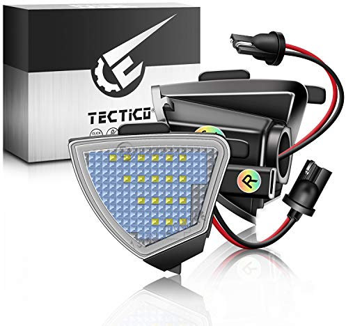 TECTICO LED Umfeldbeleuchtung Spiegel 12V Auto E8 Umgebungslicht 6000K Kaltweiß Kompatibel mit VW Passat B6 CC Golf 5 Eos Jetta MK3, 2 Lampen