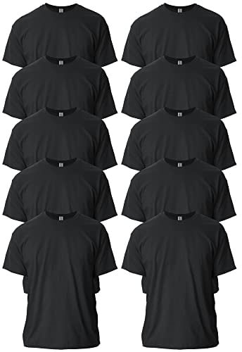Gildan Unisex's Ultra Cotton T-Shirt, Style G2000, Multipack, Black (10-Pack), 3XL (Pack of 10)