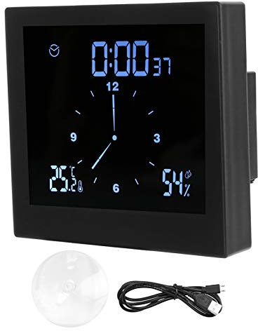 Cocoarm Badezimmer- -Hygrometer, eine wasserdichte Silikon-Loch-Stecker-Digitaluhr für das Badezimmer(Black, Pisa Leaning Tower Type)