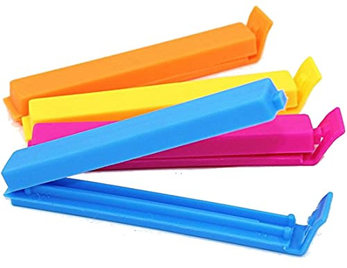 25 x Pinces à Fermeture en Plastique, Clips de Fermeture Hermétique, Pinces pour Sachets, Couleur Assortie