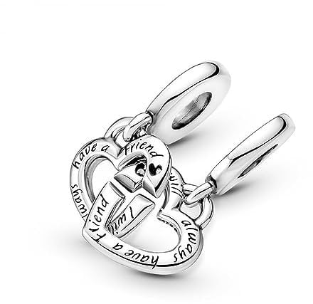 PANDORA Charm Anhänger verbundene Schwesterherzen silber, Zirkonia 799538C01
