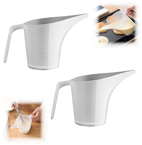 2 Pcs Jarra Medidora Cocina, Taza Medidora Plastico, Vaso Medidor Plástico, Vaso Medidor Laboratorio, Jarra Medidora Grande, Jarra Medidora Batidora para Cocinar, Hornear, Medir Líquidos(1L)