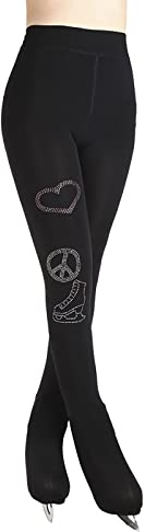 G&F Eiskunstlaufhosen Mädchen und Frauen Schlittschuh Strumpfhose mit Strasssteinen Over The Boot Skating Übungs Leggings