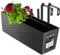KADAX Blumenkasten 18,5x56 cm, Rattanmuster, Schwarz, mit Halterungen, mit Einsatz – wetterfester rechteckiger Pflanzkasten für Balkon und Outdoor