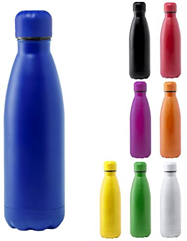 TIENDA EURASIA® Botella de Agua de Acero Inoxidable, 790 ml, con Tapón de Seguridad, Acabado Mate, Bidon para Camping, Gimnasio, Oficina, Botella Resistente, Color Azul