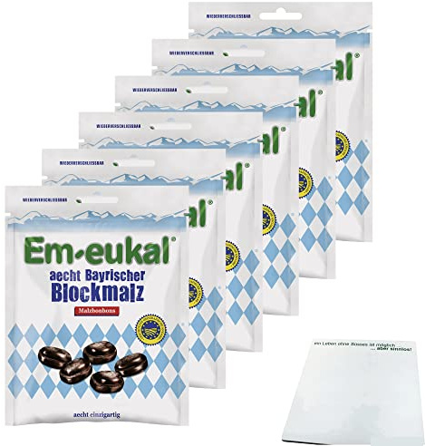 Em-eukal aecht Bayrischer Blockmalz Malzbonbons 6er Pack (6x100g Packung) + usy Block