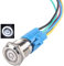 Hailege Latching Push Button Switch 16MM 12V-24V 5A 1NO1NC Fixed Self-locking Power Button Switch Stainless Steel Metal Angel Eye LED Light Key with Socket Plug Wire
