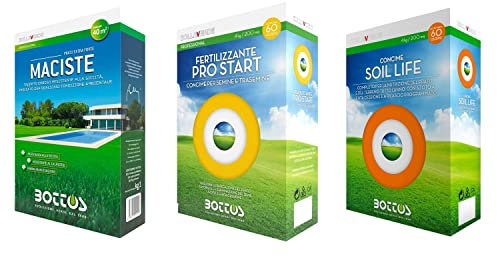FCI-Kit prato Bottos, Seme prato Maciste 1KG, Concime Pro Start 4KG, Concime organo-minerale Soil Life 4 KG