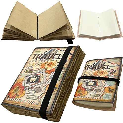 Handmade Notebook Dairy 2pc Set Journal Antique Tanned Leather Eco Friendly 7” X 5” & 4” X 3” Office School Home Use 1% Of Sale Value Will Be Donated To Hospital Sheffield