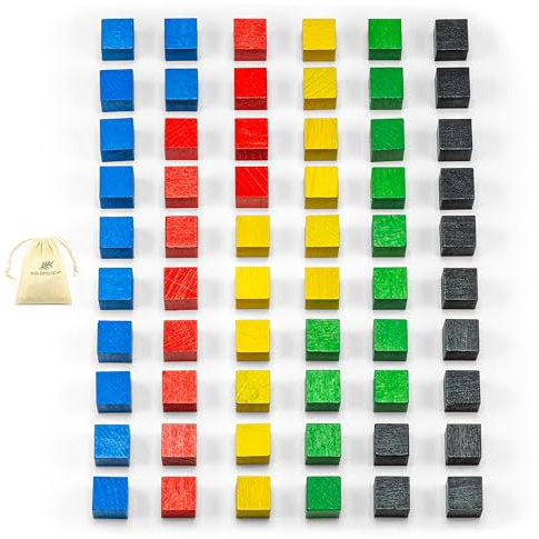 Waldfelsen Kleine Holzwürfel 60 Spielwürfel aus massivem Buchenholz ohne Augen in 5 (Größe: 12 mm)