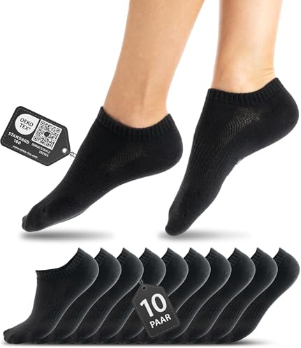 HELDENWERK® 10 Paar Premium Sneaker Socken für Herren & Damen mit Baumwolle | Kurzsocken in Schwarz, Weiß oder Mixpack, Komfortbund ohne drückende Naht, Socken für Sport & Alltag, Verstärkte Ferse