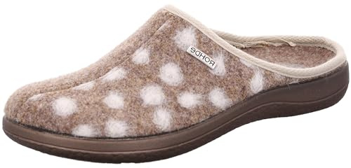 Rohde Damen Hausschuh Filz Pantoffel süße Tupfen Bari 6551, Größe:41 EU, Farbe:Beige