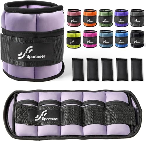 Sportneer Gewichtsmanschetten, Verstellbares Gewichte für Beine und Arme | für Frauen Männer Gym Fitness Workout Walking Joggen, 0,45kg-2,3kg (pro Knöchel)/0,9-4,5kg(pro Paar)