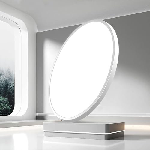 15.7in/40cm 32W LED Flush Mount Ceiling Light Fixture, 6000K Cool White, 3800LM, White LED Round Ceiling Lighting, 320W Equivalent Ceiling Lamp for Closets, Kitchens, Stairwells, Bedrooms, etc.