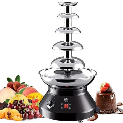 DPQYJPP Macchina per sciogliere la Fontana Cioccolato, Set per fonduta con Fontana Cioccolato Grande, Macchina elettrica a 5 Livelli, Temperatura Regolabile, Ideale per Feste Compleanno, Buffet,Black