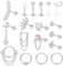 Krfy Tragus Piercing Ohr Set Chirurgenstahl Knorpel Helix Conch Daith Nasen Piercing Hypoallergene Flat Back Ohrringe Zirkonia Piercings Ringe Schmuck 16G