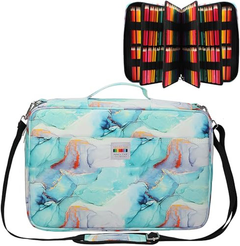 JAKAGO Trousse à crayons de grande capacité pour 480 couleurs, étanche, organisateur pour peinture, artiste, pinceaux, feutres, surligneurs, cadeau, M-Green